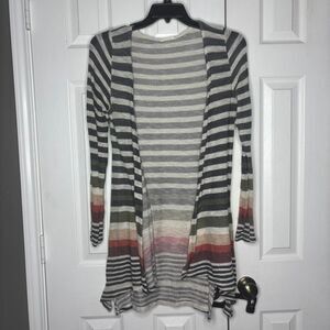 Nix & Nox Large Striped Open Front Cardigan Longline Lightweight